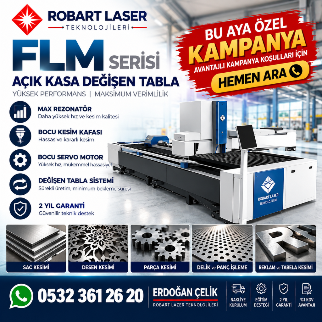 Robart FLM açık kasa değişen tablalı fiber lazer kampanyası